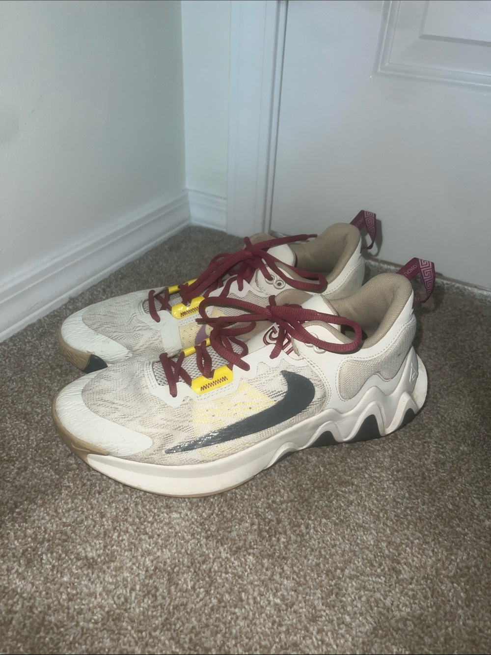 Nike Cream and Burgundy Athletic Sneakers